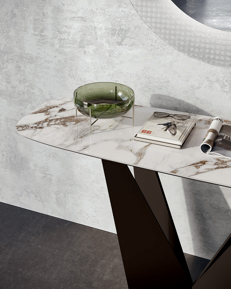 Eiffel console with stoneware top and metal base | Dallagnese