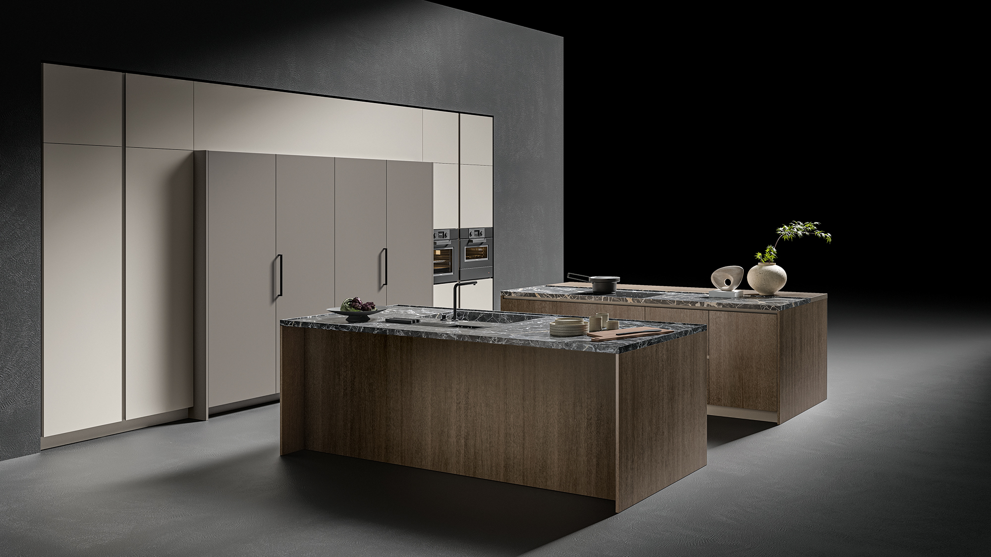 Modular kitchen with double island and folding columns | CX 13 | CX System | Comprex