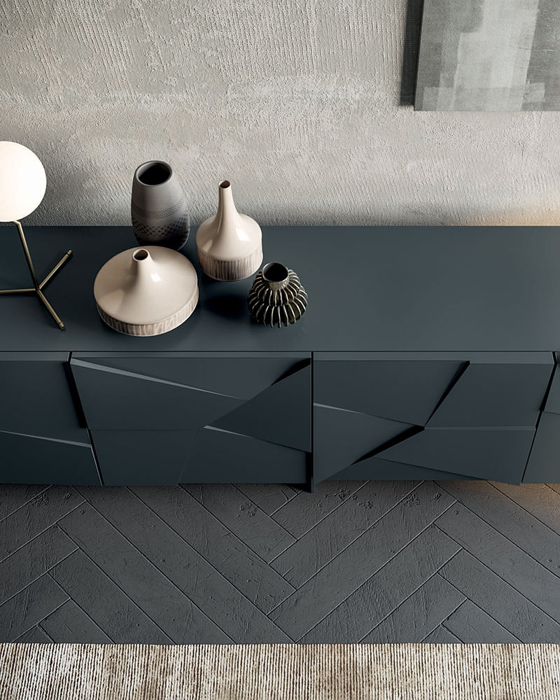 Concrete sideboard with pantograph doors | Dallagnese