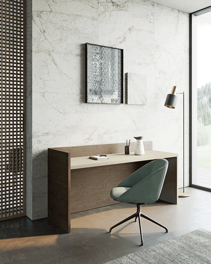 Le Mans armchair with swivel base and Modula home office | Dallagnese