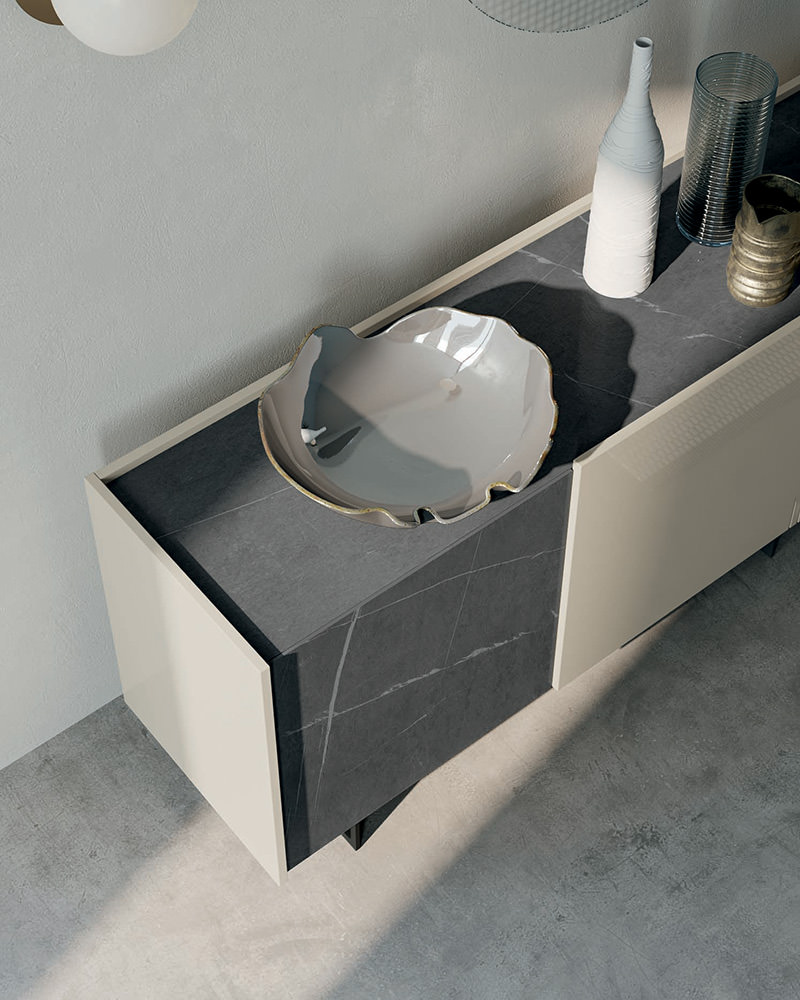 Wrap sideboard with stoneware door and top | Dallagnese