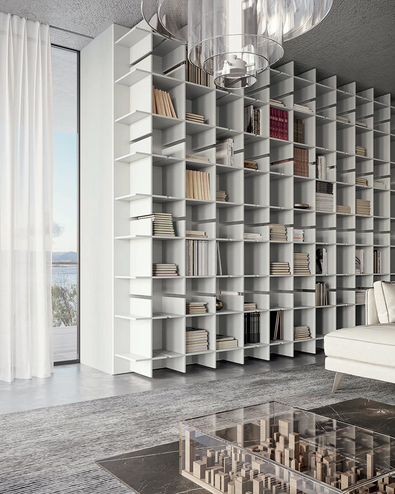 Bookrid modular wall-mounted bookcase | Dallagnese