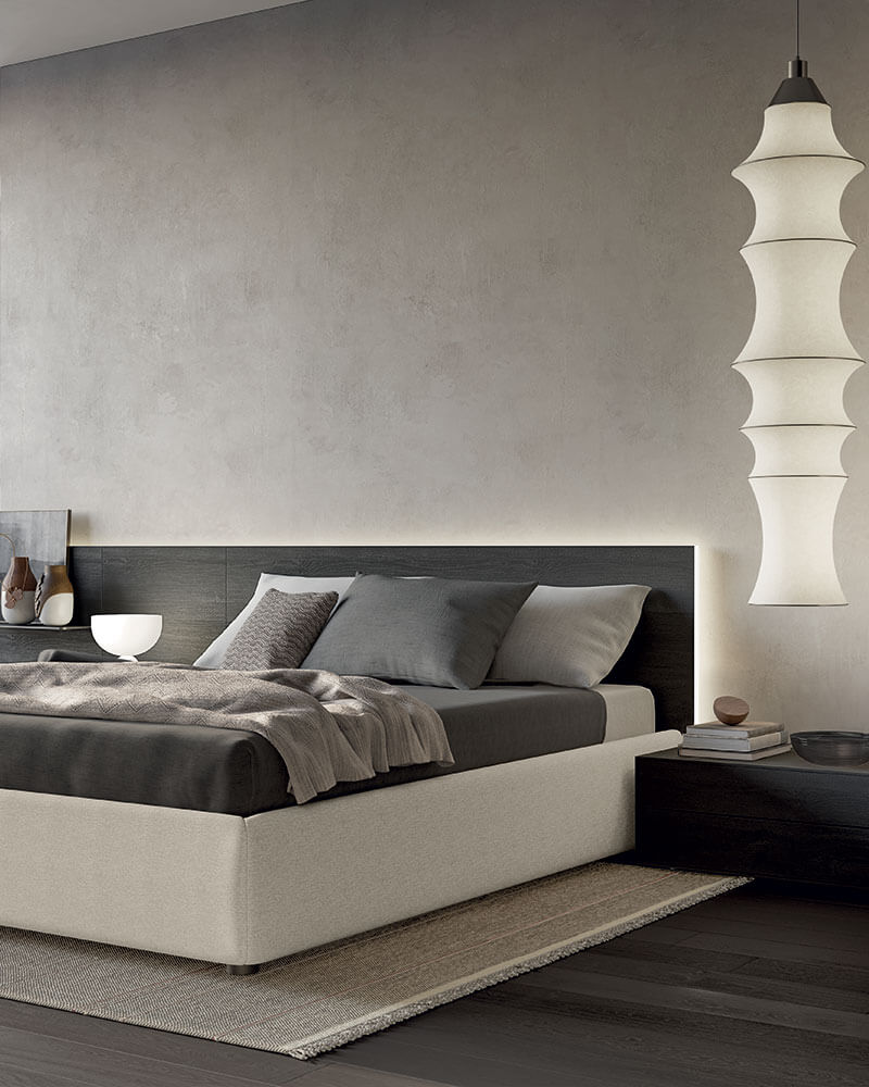 Square headboard night programme with integrated nightstands | Dallagnese