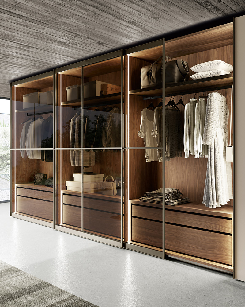 Glass Up wardrobe with glass sliding door | Dallagnese
