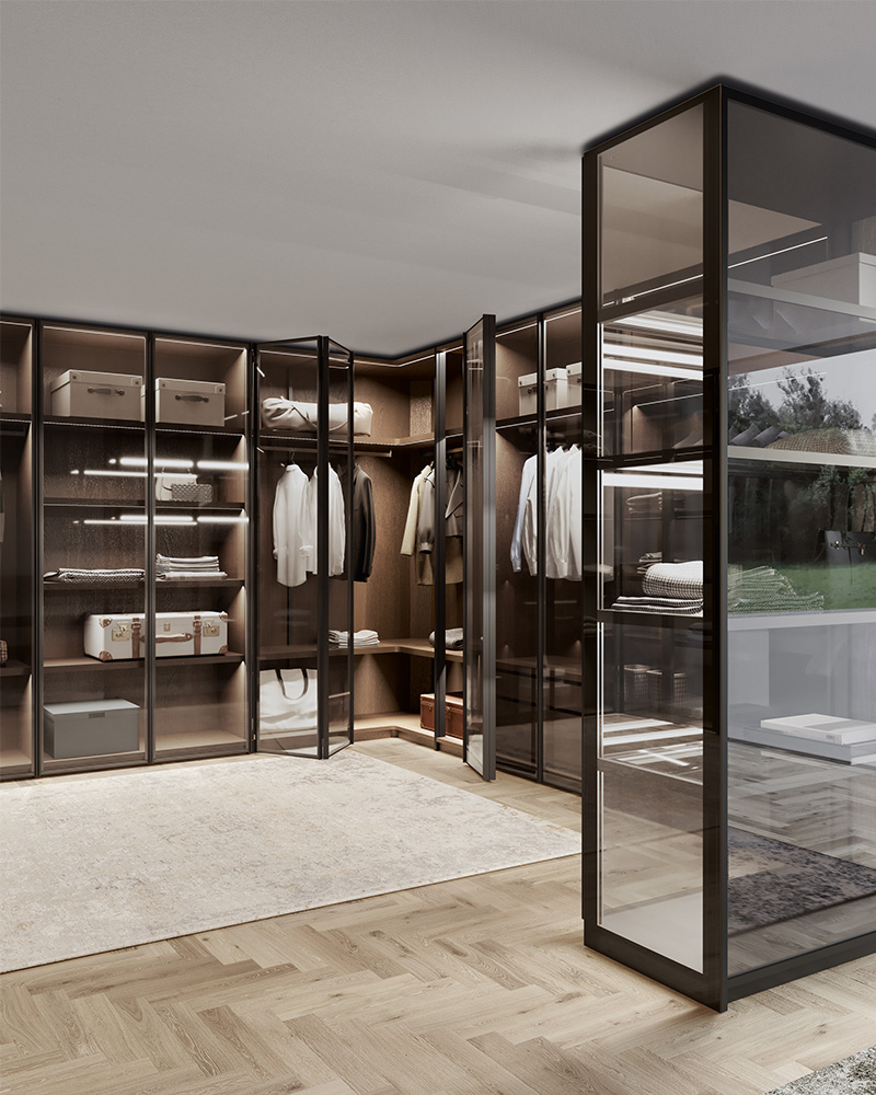 Glass Up wardrobe with folding door | Dallagnese
