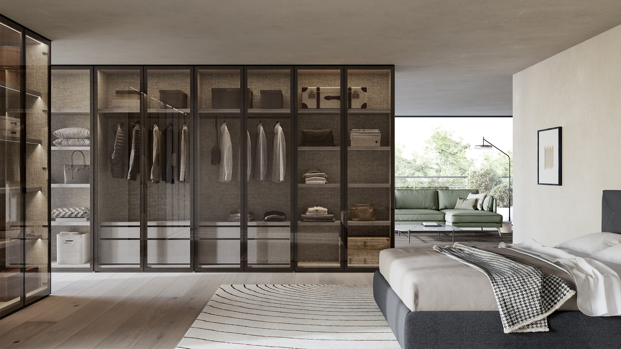 Bedroom with Casio glass wardrobe and Sentempa bed | Dallagnese