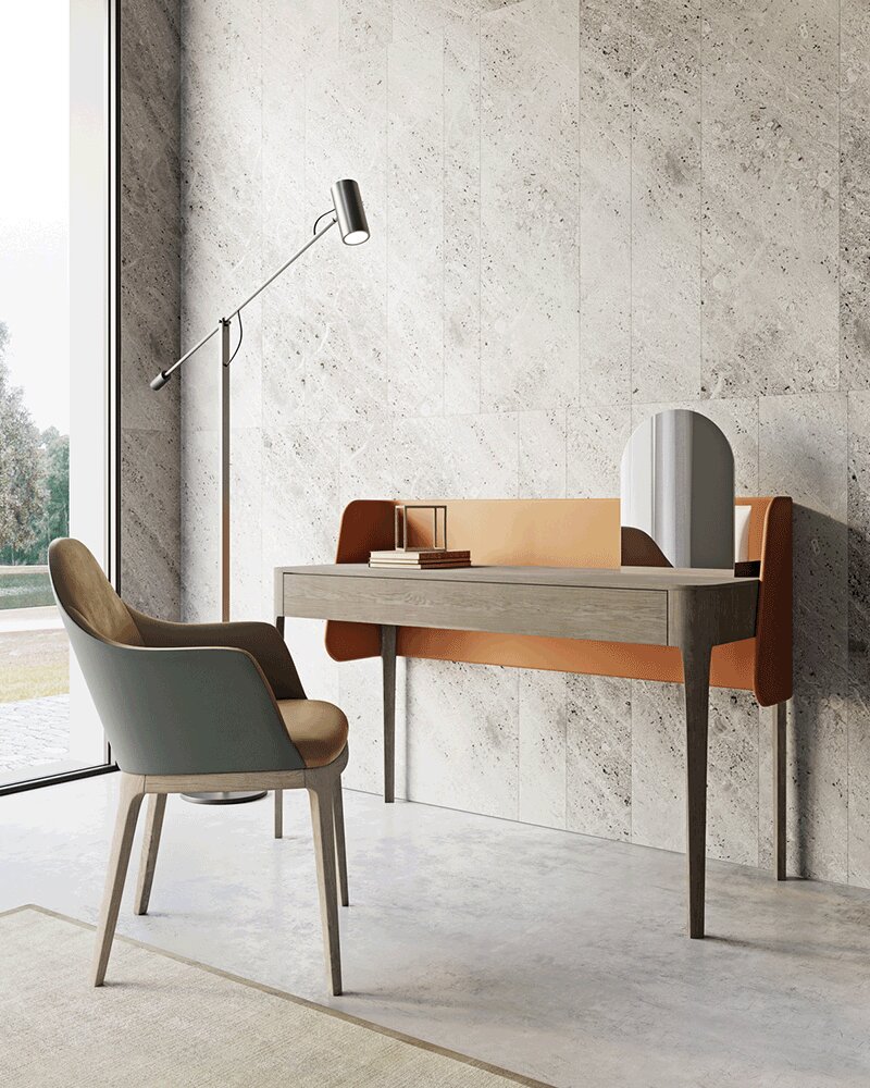 Settanta wood and eco-leather desk | Dallagnese